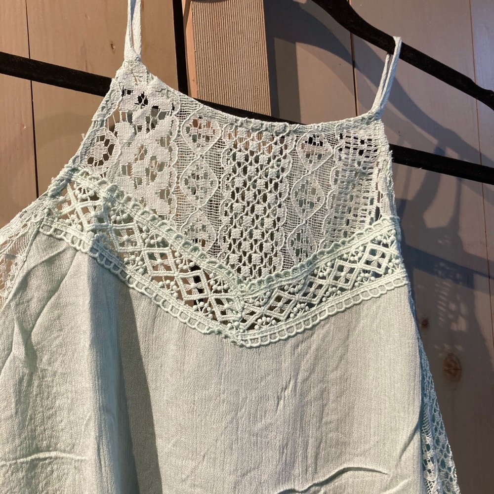 Laser-cut teal bohemian top